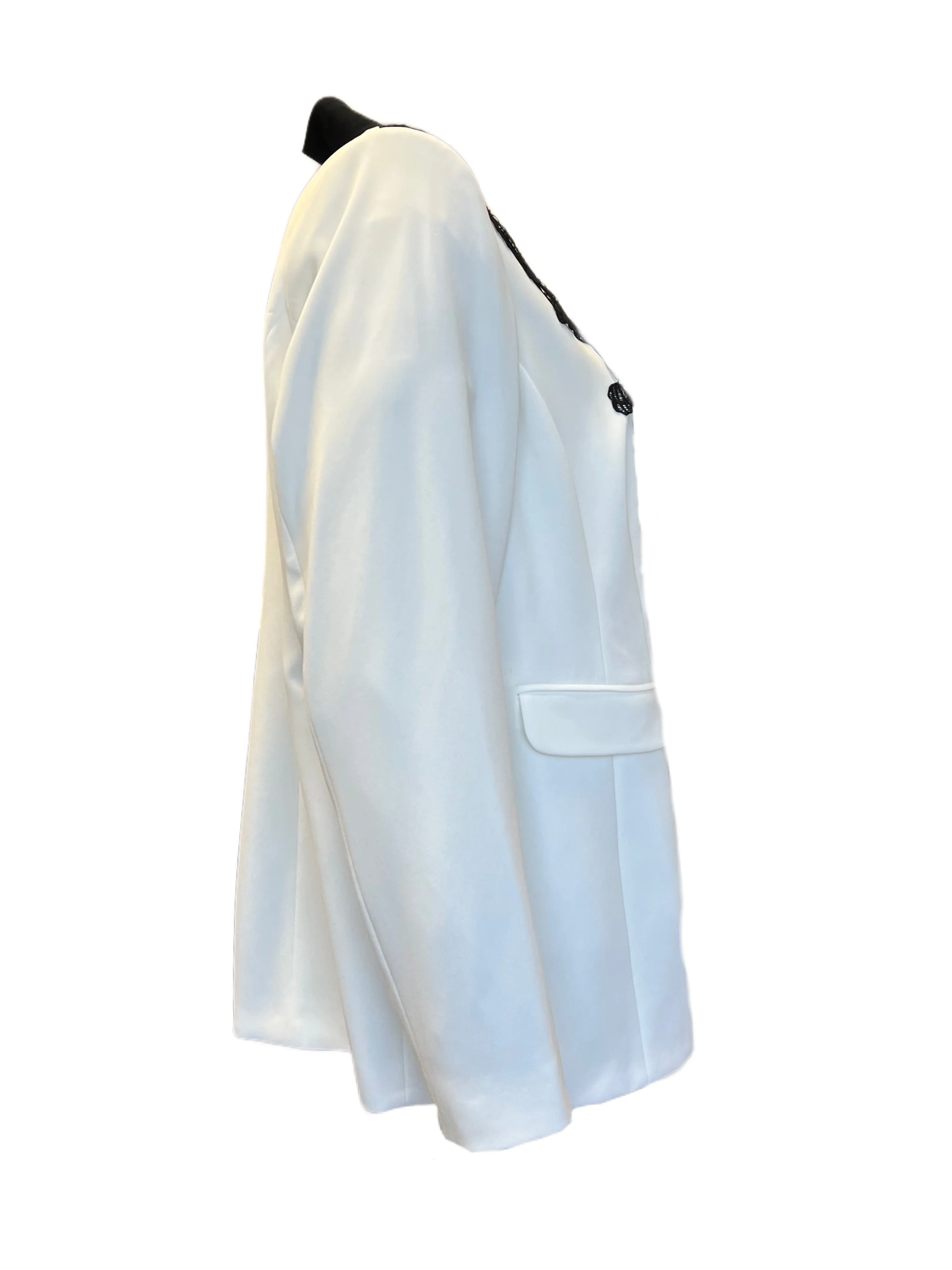 Marina Rinaldi Women's White Charme Button Closure Blazer NWT
