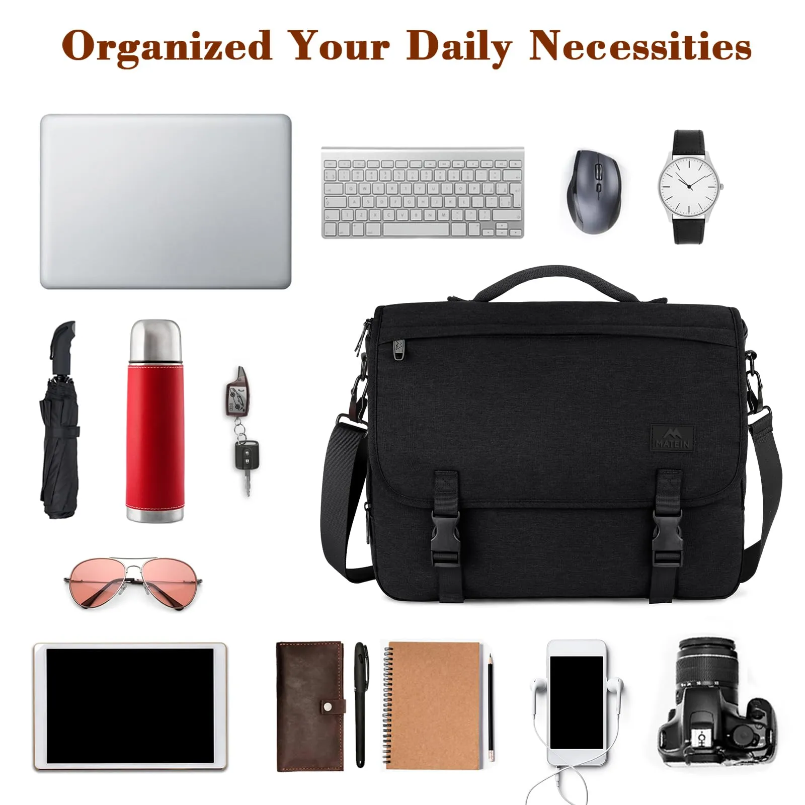MATEIN Messenger Bag for Men, Lightweight Laptop Bag Waterproof Crossbody for School Work