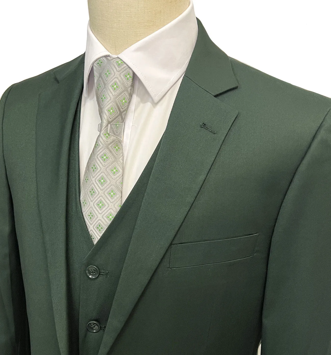 Mazari Modern Fit Vested Suit - Paris Olive Green 1501