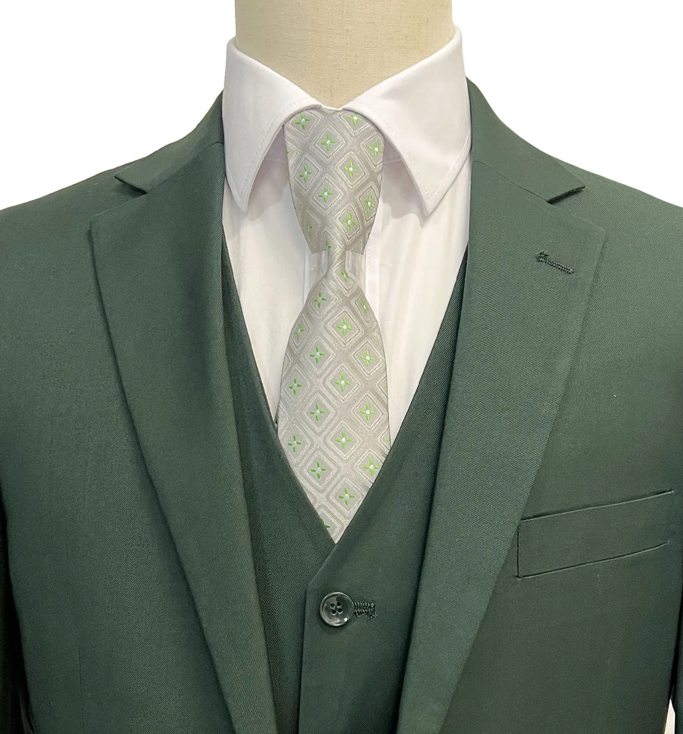 Mazari Modern Fit Vested Suit - Paris Olive Green 1501