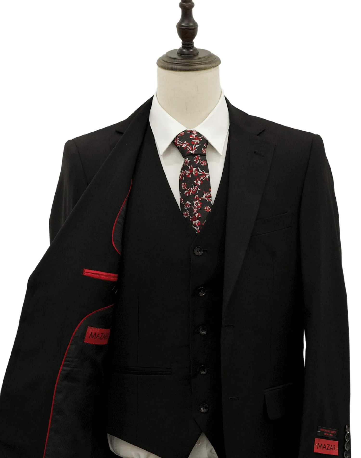 Mazari Vested Modern Fit Suit - Paris Black 1500