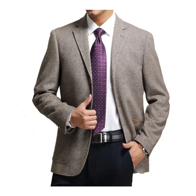 Men Winter Tweed Fabric Business Suits