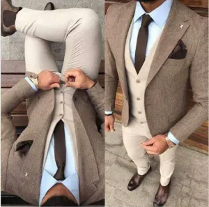 Men Winter Tweed Fabric Business Suits