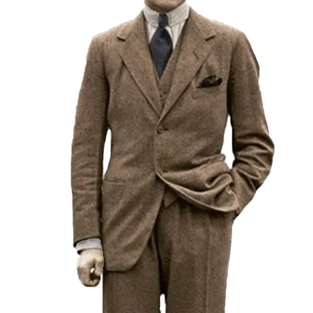 Men Winter Tweed Fabric Business Suits