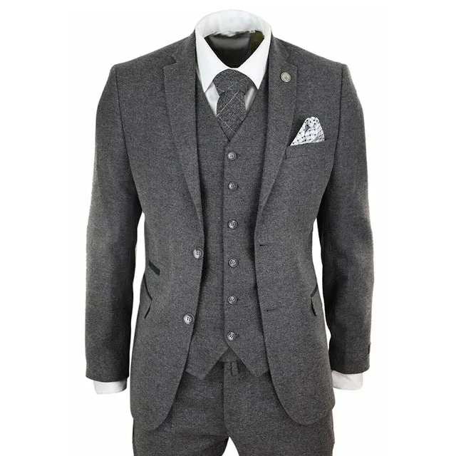 Men Winter Tweed Fabric Business Suits