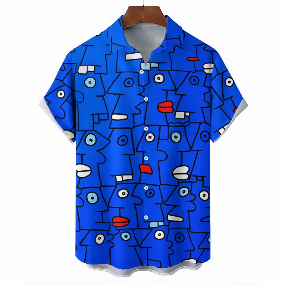 Men's Abstract Geometric Art Casual Short Sleeve Shirt 2401000134