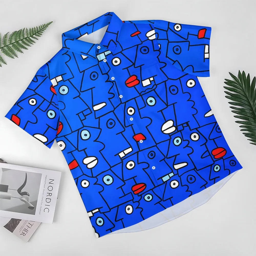 Men's Abstract Geometric Art Casual Short Sleeve Shirt 2401000134