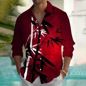 Men's Bamboo Printed Pocket Long Sleeve Shirts