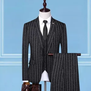 Men's Classic Striped 3 Piece Suit Up To 3XL