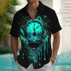 Men's Clock Skull Short Sleeve Shirts