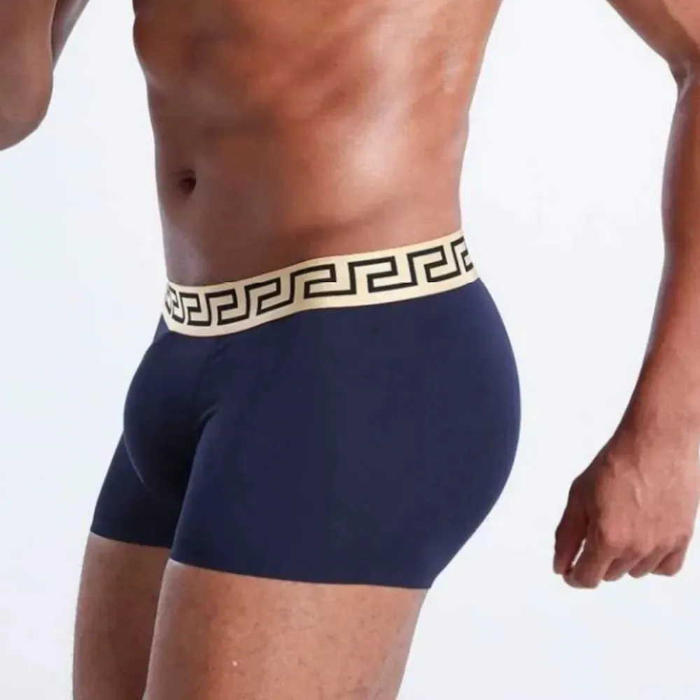 Men's Decorated Waistband Ultra Thin Ice Silk Trunks (4 Pack) - JEWYEE 3004