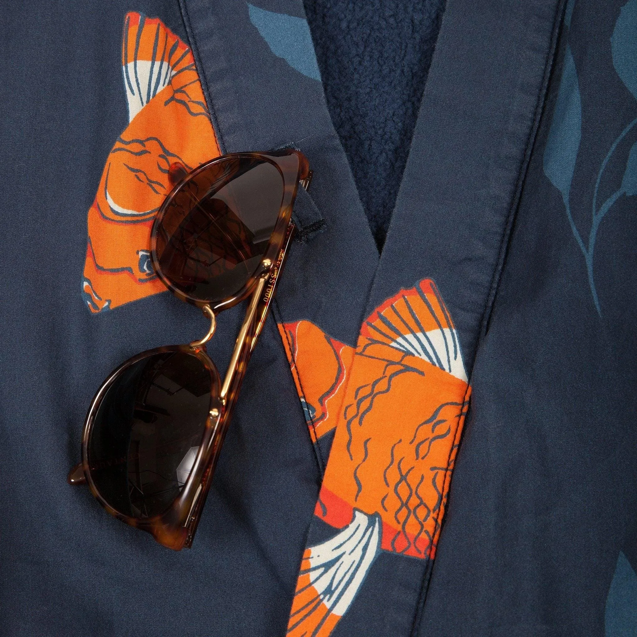 Men's El Garibaldi Robe - Garibaldi Fish, Farallon Navy