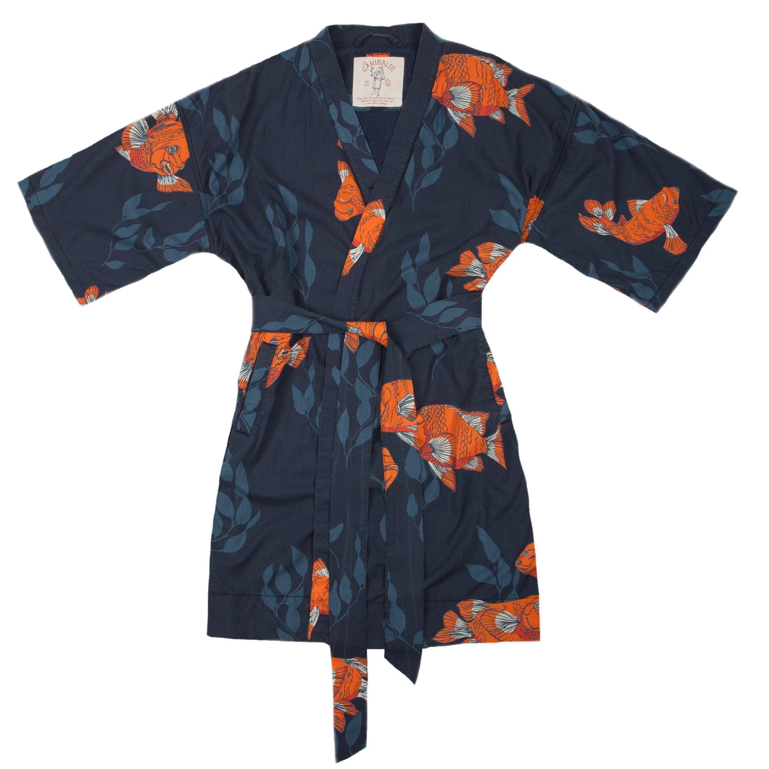 Men's El Garibaldi Robe - Garibaldi Fish, Farallon Navy