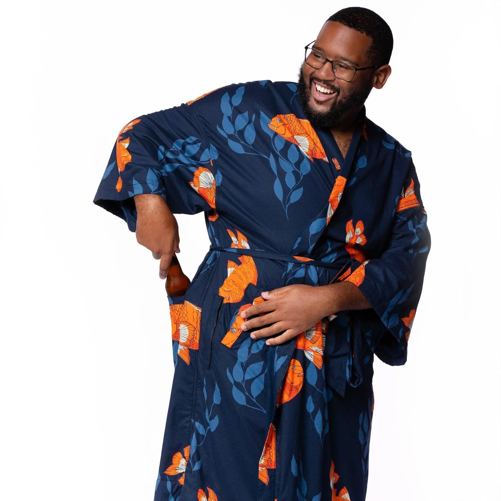 Men's El Garibaldi Robe - Garibaldi Fish, Farallon Navy