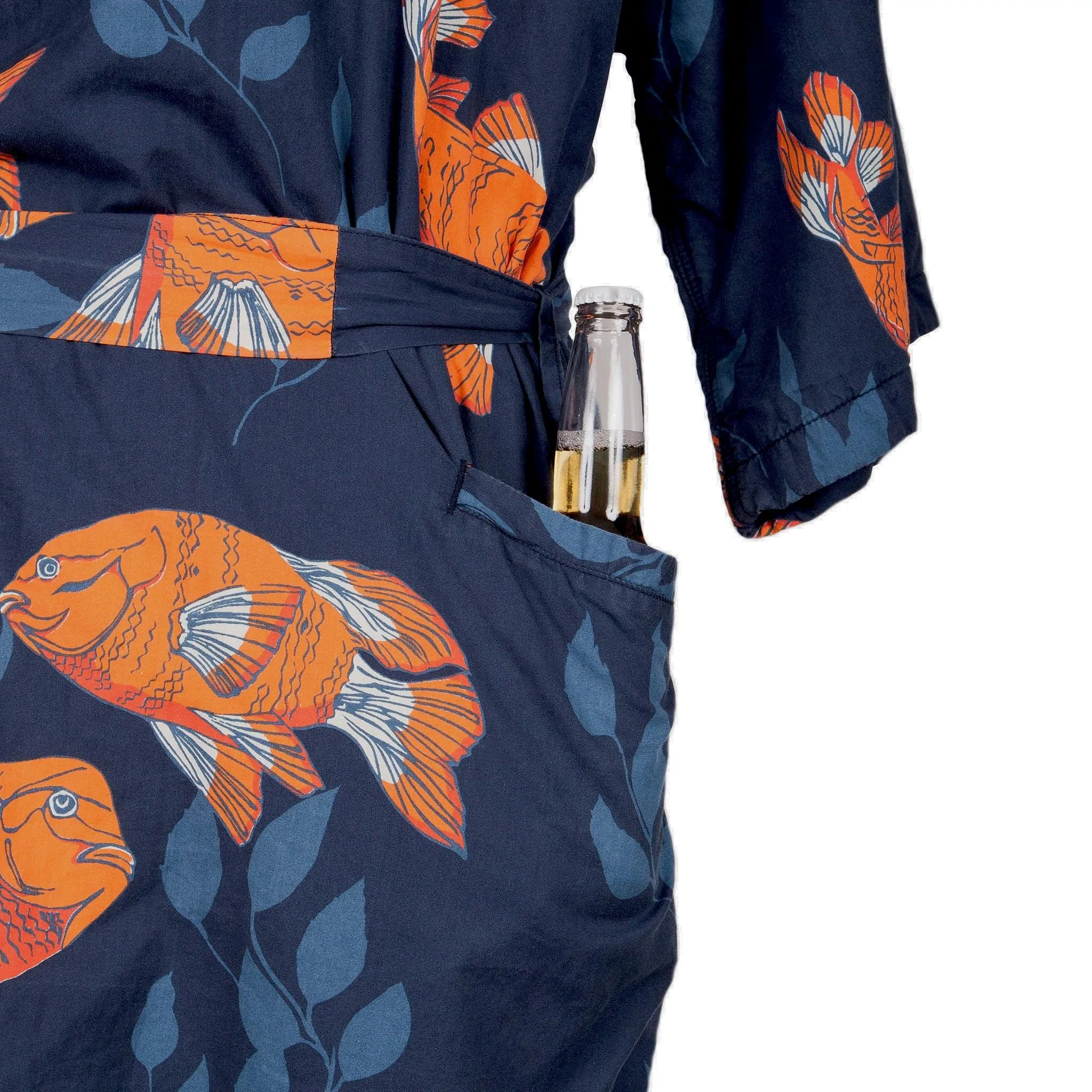 Men's El Garibaldi Robe - Garibaldi Fish, Farallon Navy