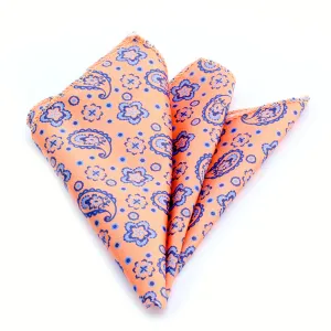Men's Gold Pink Purple Paisley Pocket Square Hanky Handkerchief