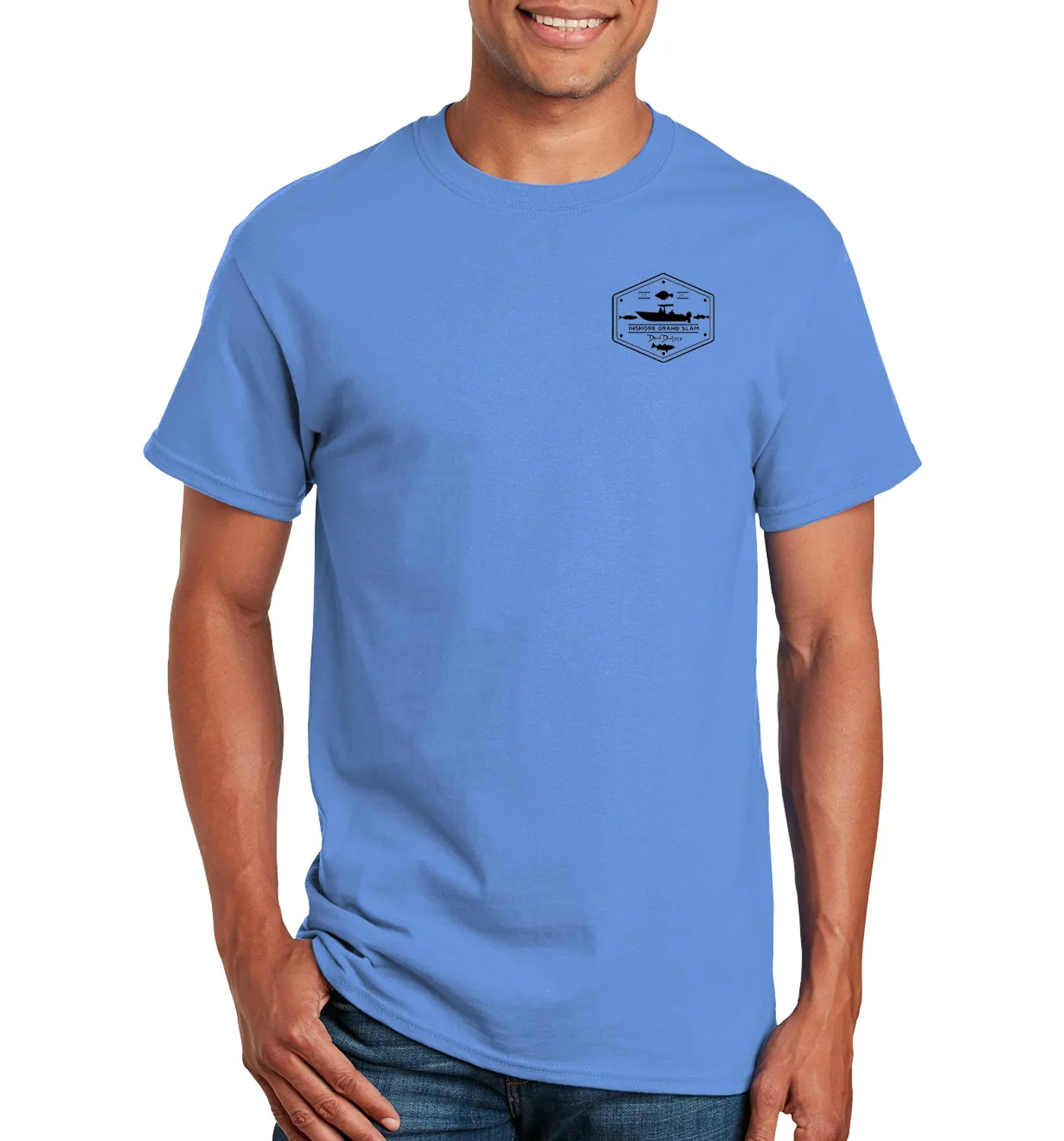 Men's Inshore Grand Slam Short Sleeve Carolina Blue Cotton T-Shirt