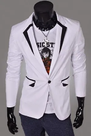 Men's Jacket with Matching Collar, Colored Trim