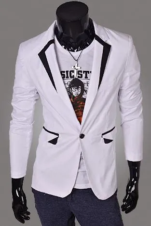 Men's Jacket with Matching Collar, Colored Trim