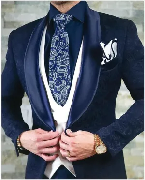 Men's One Button Lapel Groom Tuxedos( Jacket Pants Tie Vest) Up To 5XL