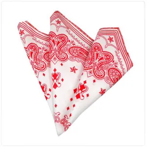 Men's Pink White Paisley Pocket Square Hanky Handkerchief