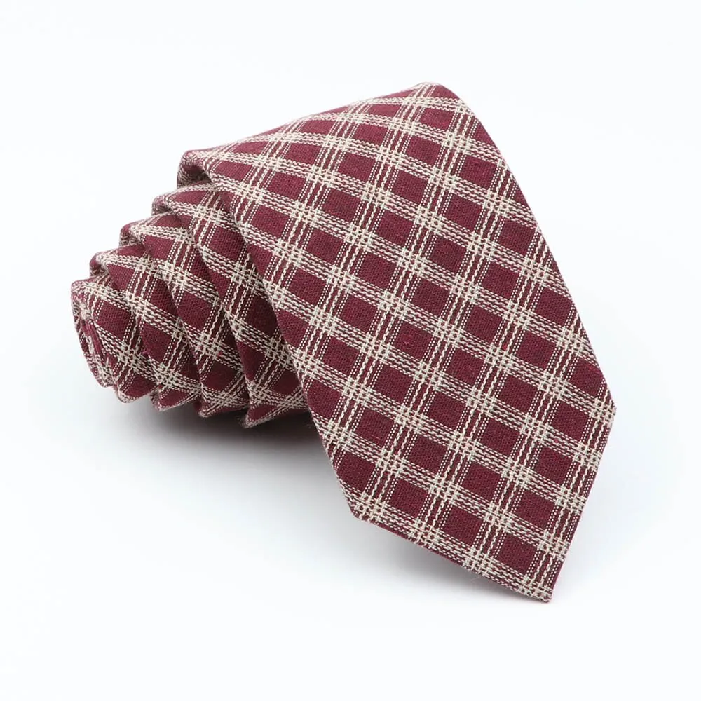 Mens Plaid Ties Classic Cotton Skinny Necktie Striped Blue Red Tie For Wedding Party Casual Neckties Suits Necktie Cravat Gift