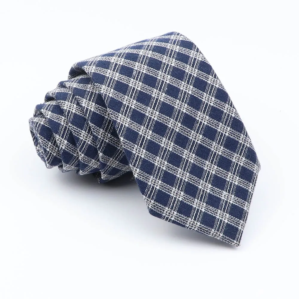 Mens Plaid Ties Classic Cotton Skinny Necktie Striped Blue Red Tie For Wedding Party Casual Neckties Suits Necktie Cravat Gift