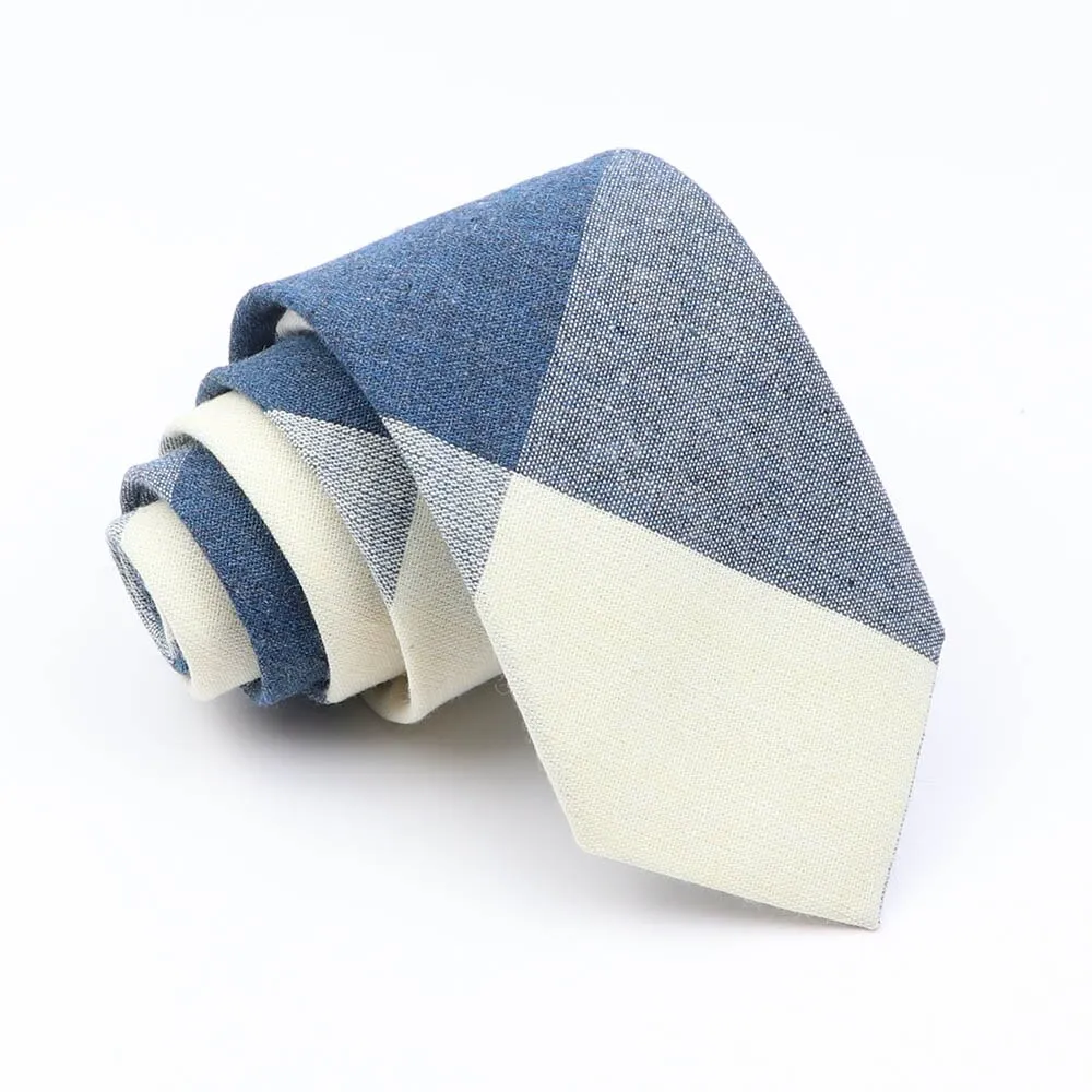 Mens Plaid Ties Classic Cotton Skinny Necktie Striped Blue Red Tie For Wedding Party Casual Neckties Suits Necktie Cravat Gift