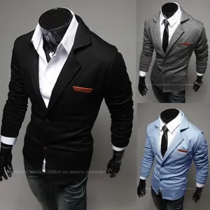 Men's Pocket Tone Suit Jacket Up To 2XL