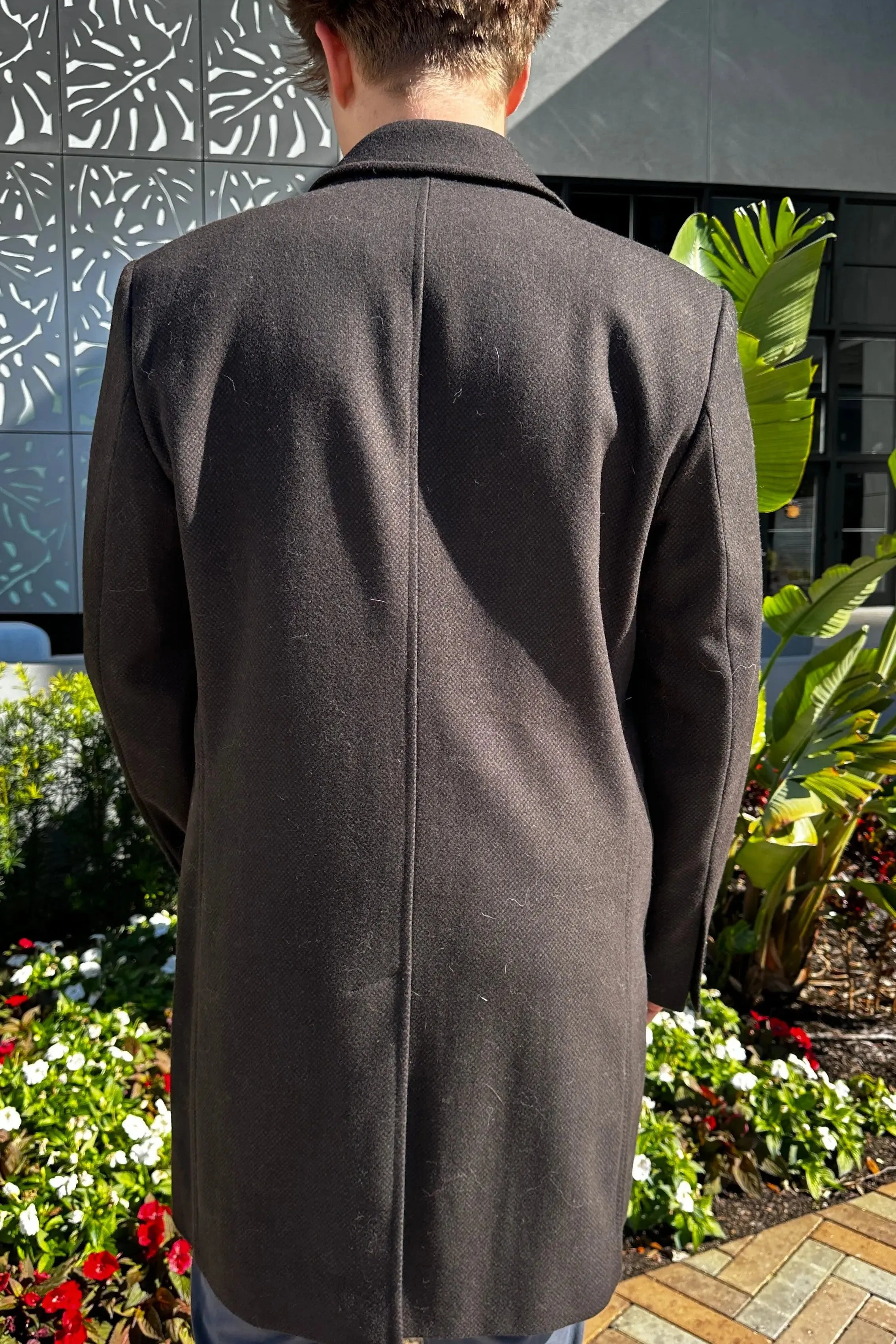 Men's  Poly/Wool Blend- Black/Brown Coat