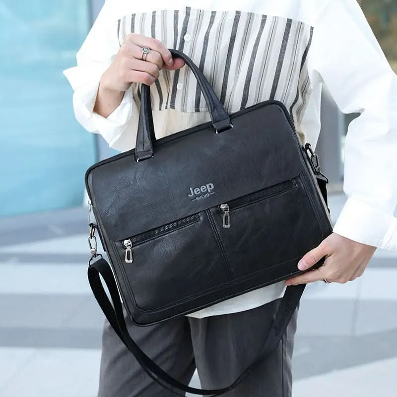 Men’s PU Leather Business Bag – 16" Laptop Briefcase, Waterproof & Wear-Resistant