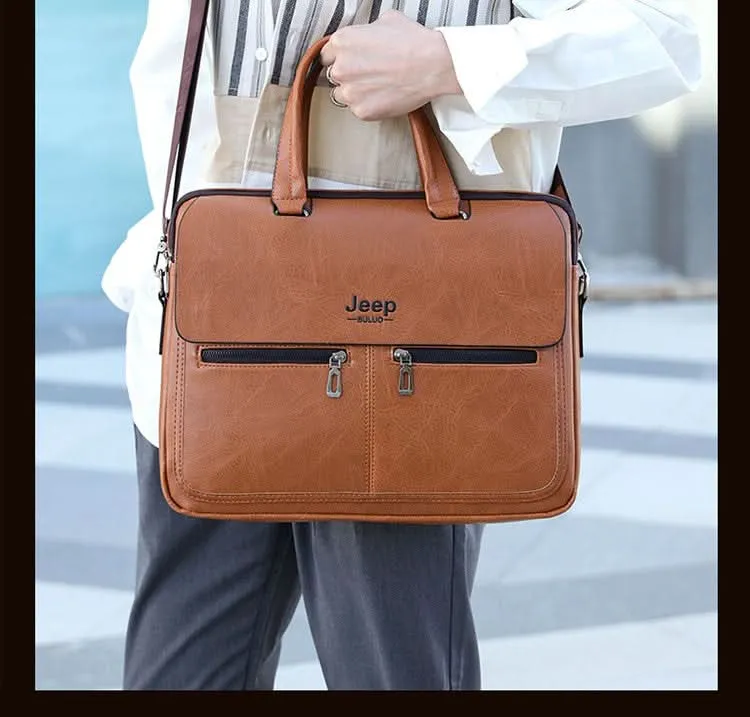 Men’s PU Leather Business Bag – 16" Laptop Briefcase, Waterproof & Wear-Resistant