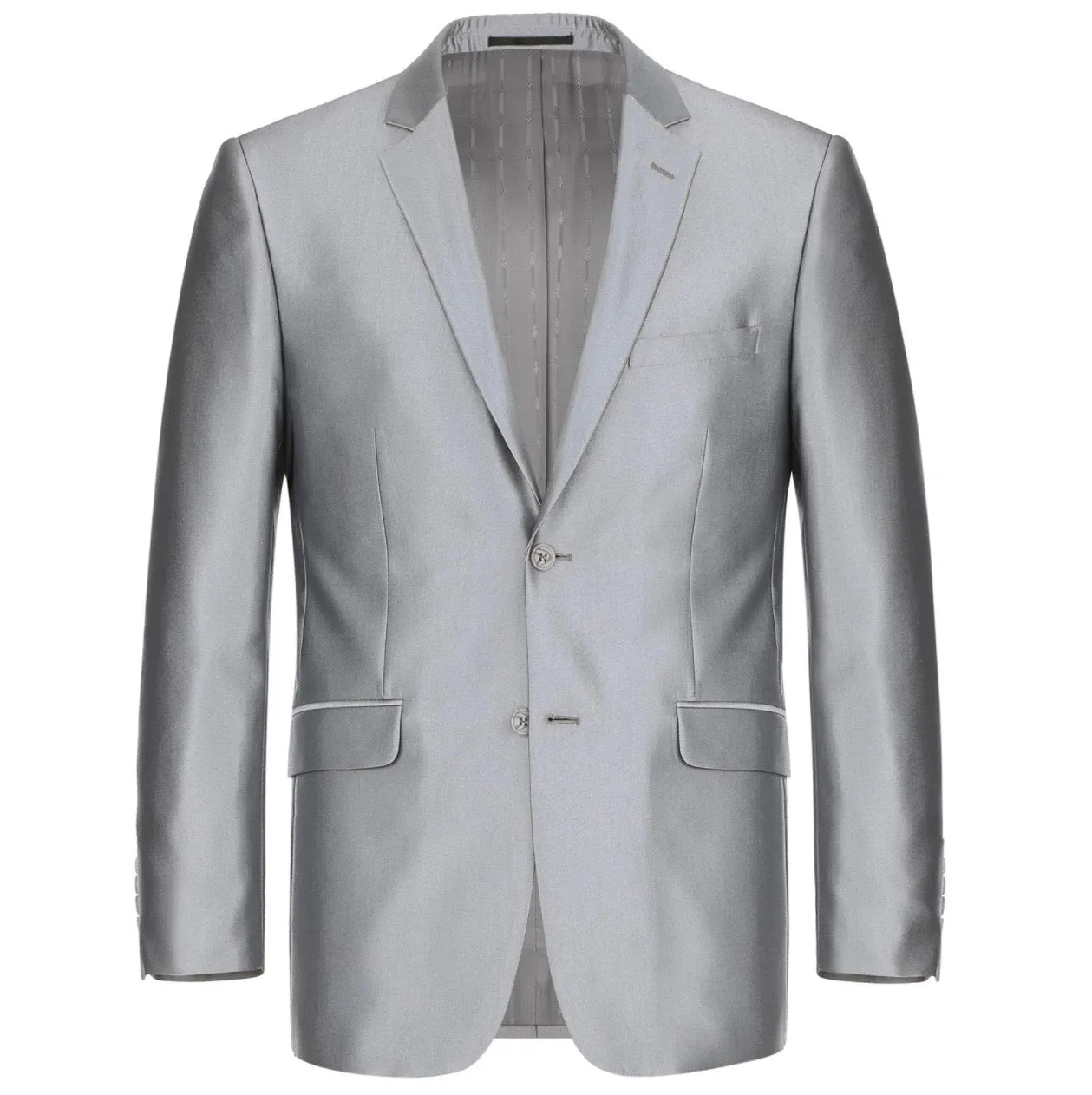Men's Renoir Two Piece Shiny Silver Slim Fit Suit