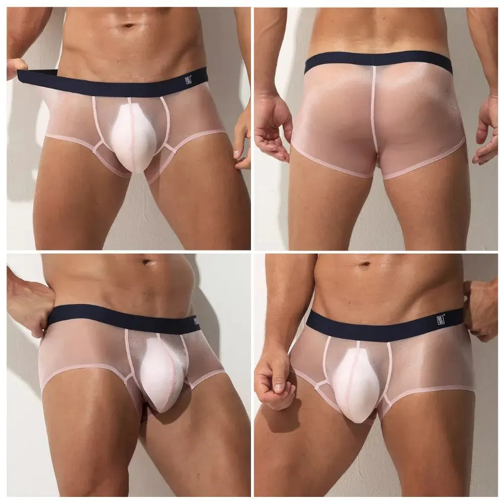 Men's See-through Low-Rise Ultra Thin Ice Silk Underpants (5-Pack) -JEWYEE AY 826