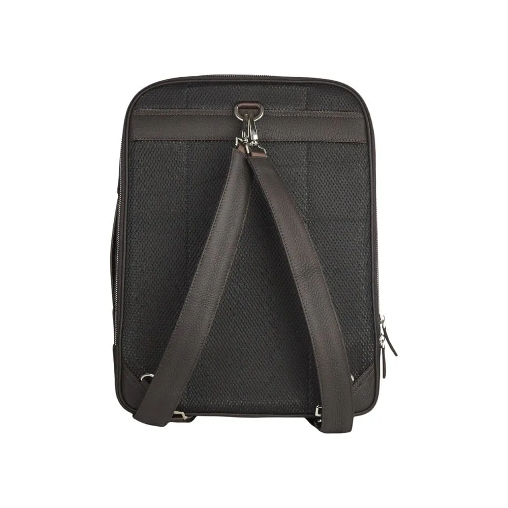 Metropolitan Leather 15" Laptop Briefcase And Backpack - Brown