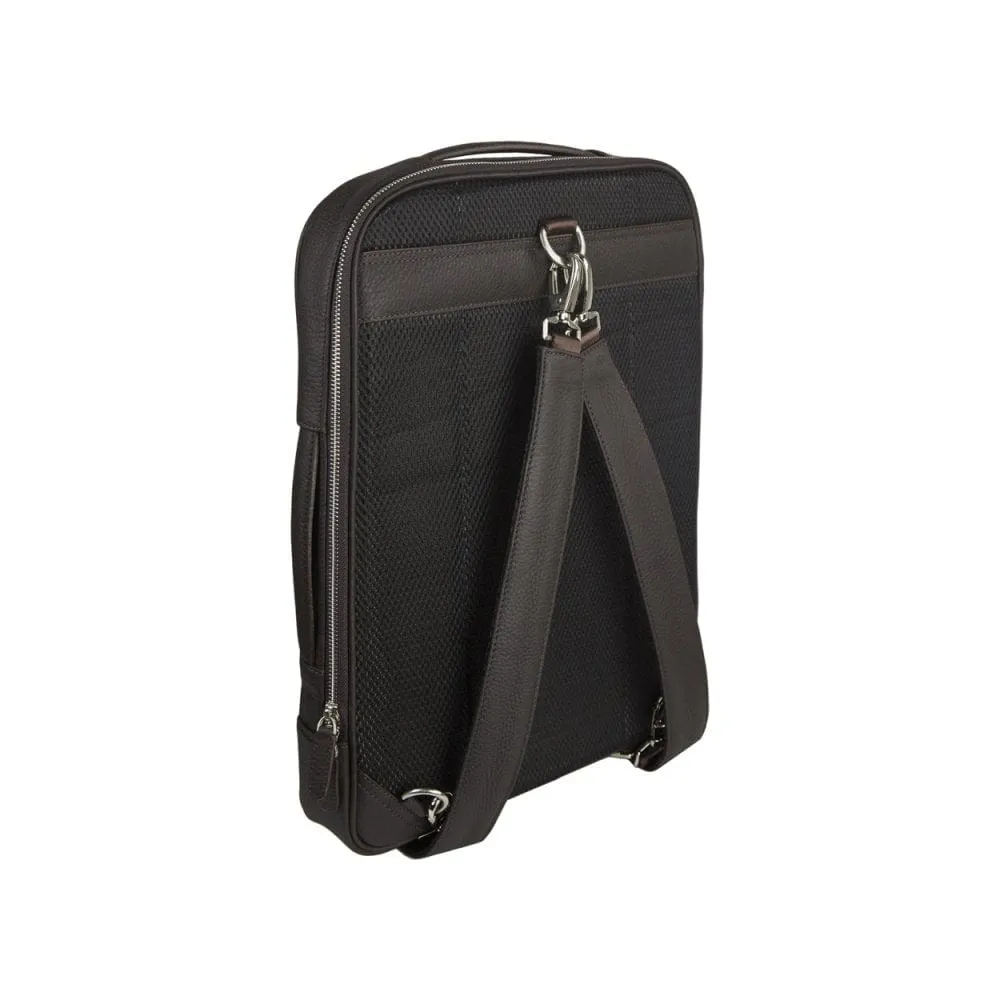 Metropolitan Leather 15" Laptop Briefcase And Backpack - Brown