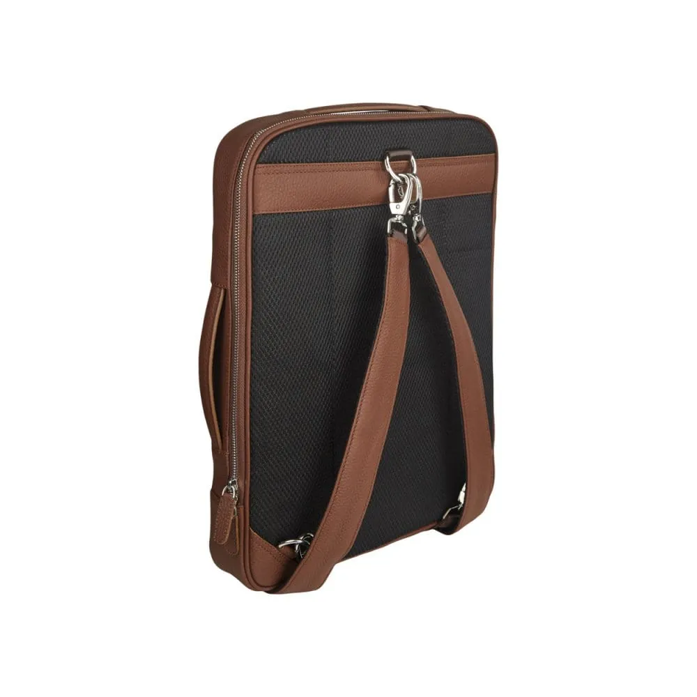 Metropolitan Leather 15" Laptop Briefcase And Backpack - Tan
