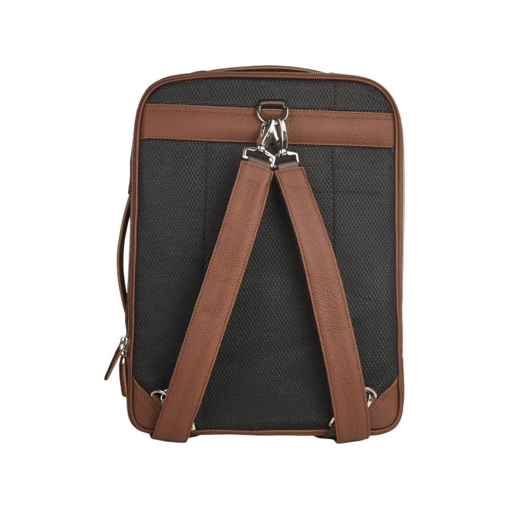Metropolitan Leather 15" Laptop Briefcase And Backpack - Tan