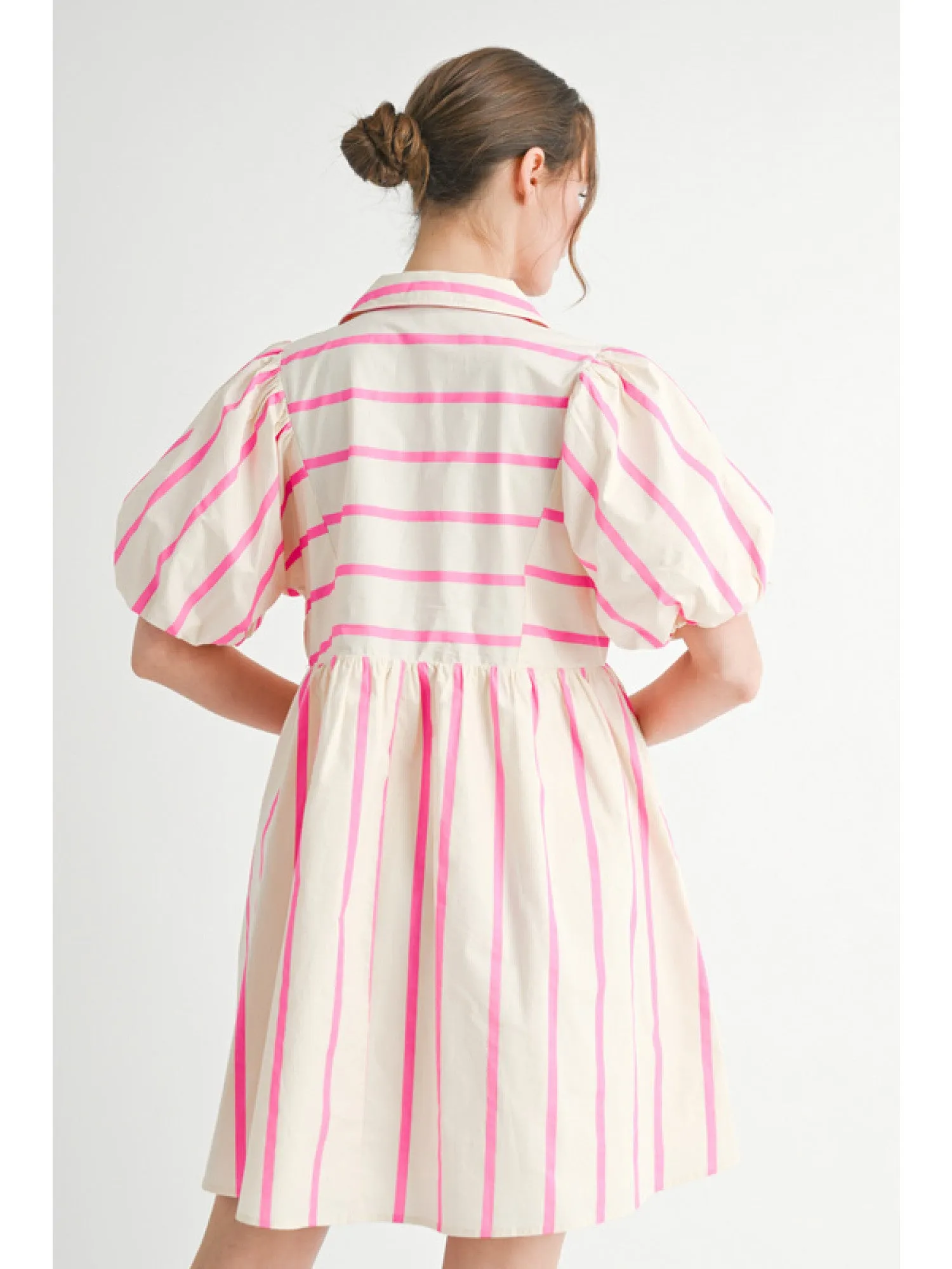 Mindy Hot Pink Striped Babydoll Dress