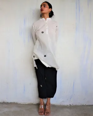 Monochrome Pure Cotton Block Printed Kurta Set-Mono