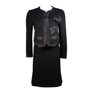 MOSCHINO Black Skirt Suit with Silk Bow Detailing Size 12