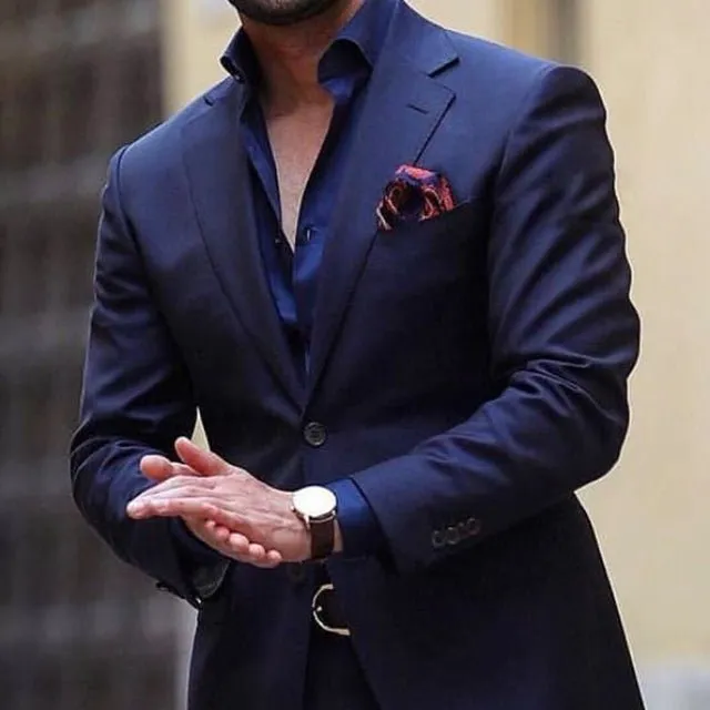 Navy Blue Men Suit 2 Piece Wedding Tuxedo for Groom