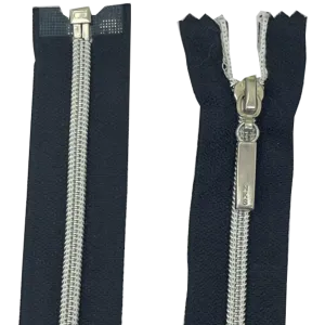 Nylon Open Ended Zip 16" (40cm) With Metal Puller & Silver Effect Teeth