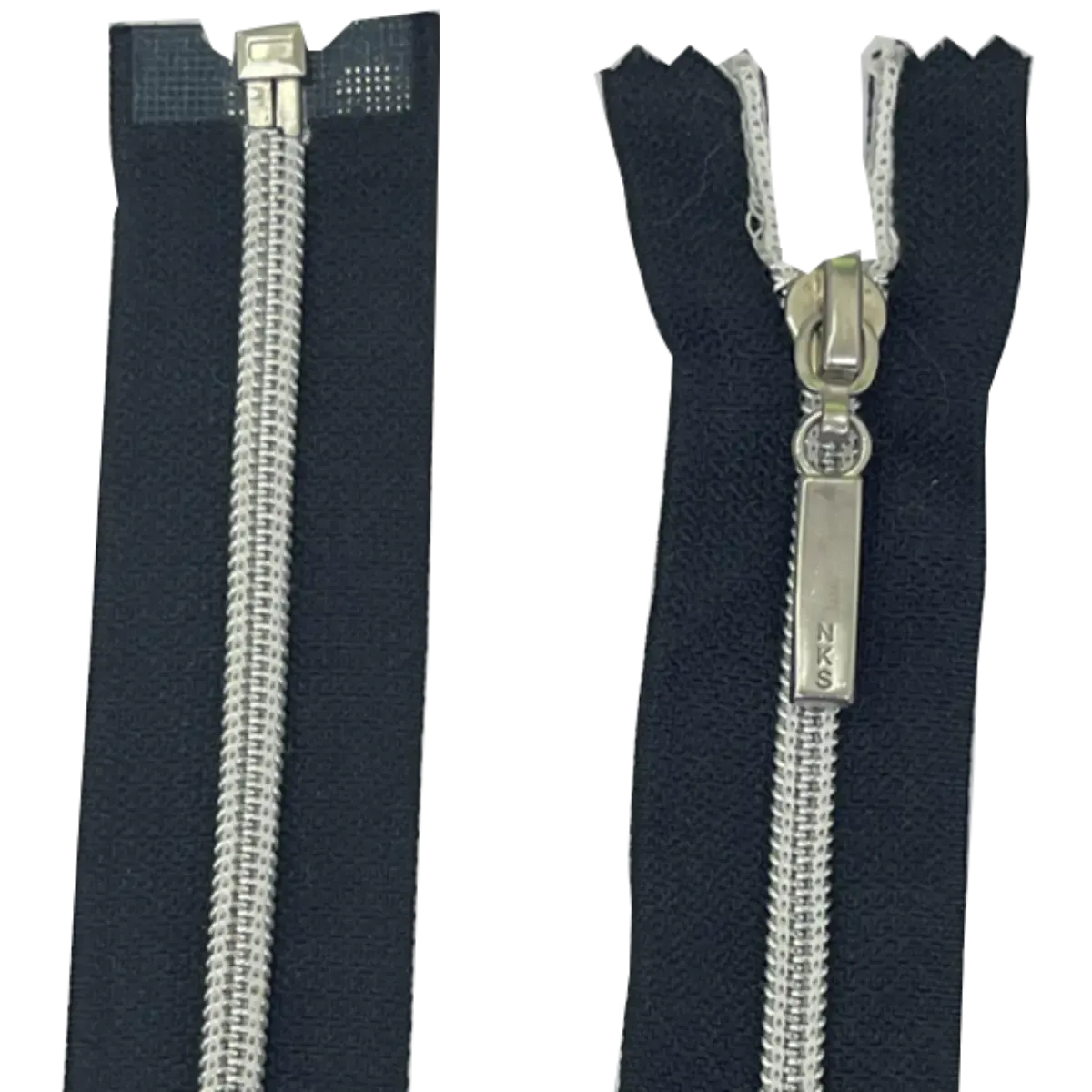 Nylon Open Ended Zip 16" (40cm) With Metal Puller & Silver Effect Teeth
