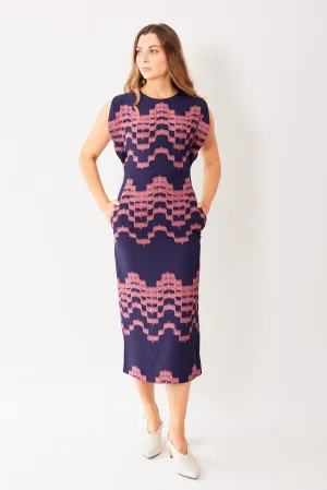 Odeeh Printed Back Zip Viscose Dress With Pockets