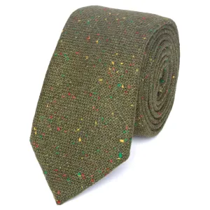 Olive Green Tweed Skinny Tie