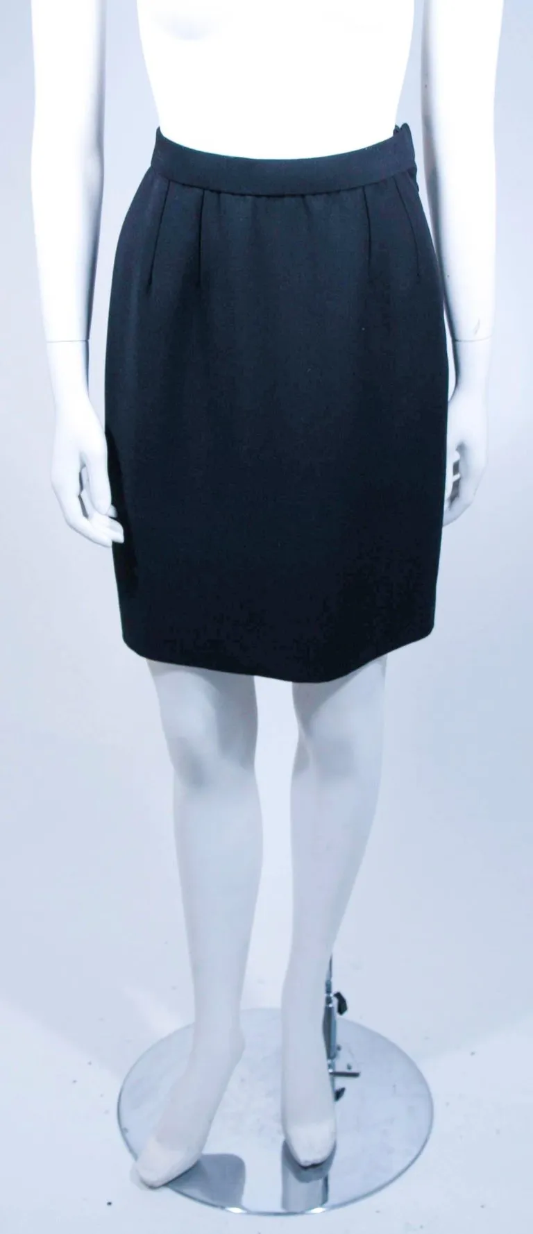OSCAR DE LA RENTA Couture Embellished Black Wool Skirt Suit