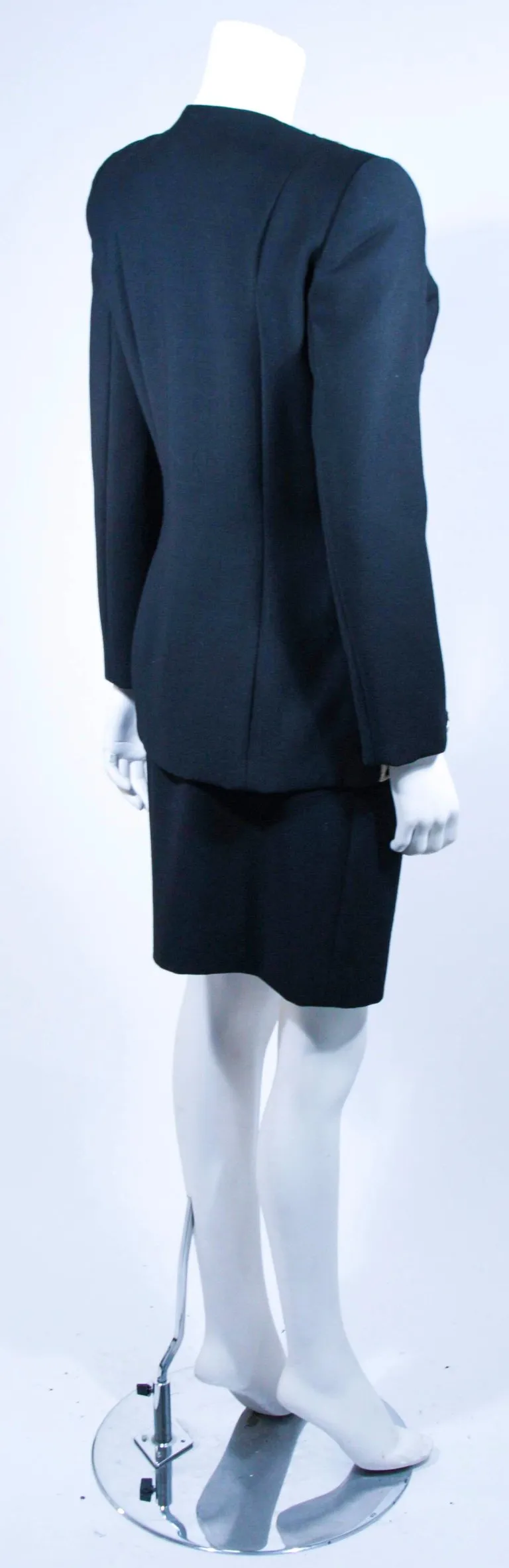 OSCAR DE LA RENTA Couture Embellished Black Wool Skirt Suit