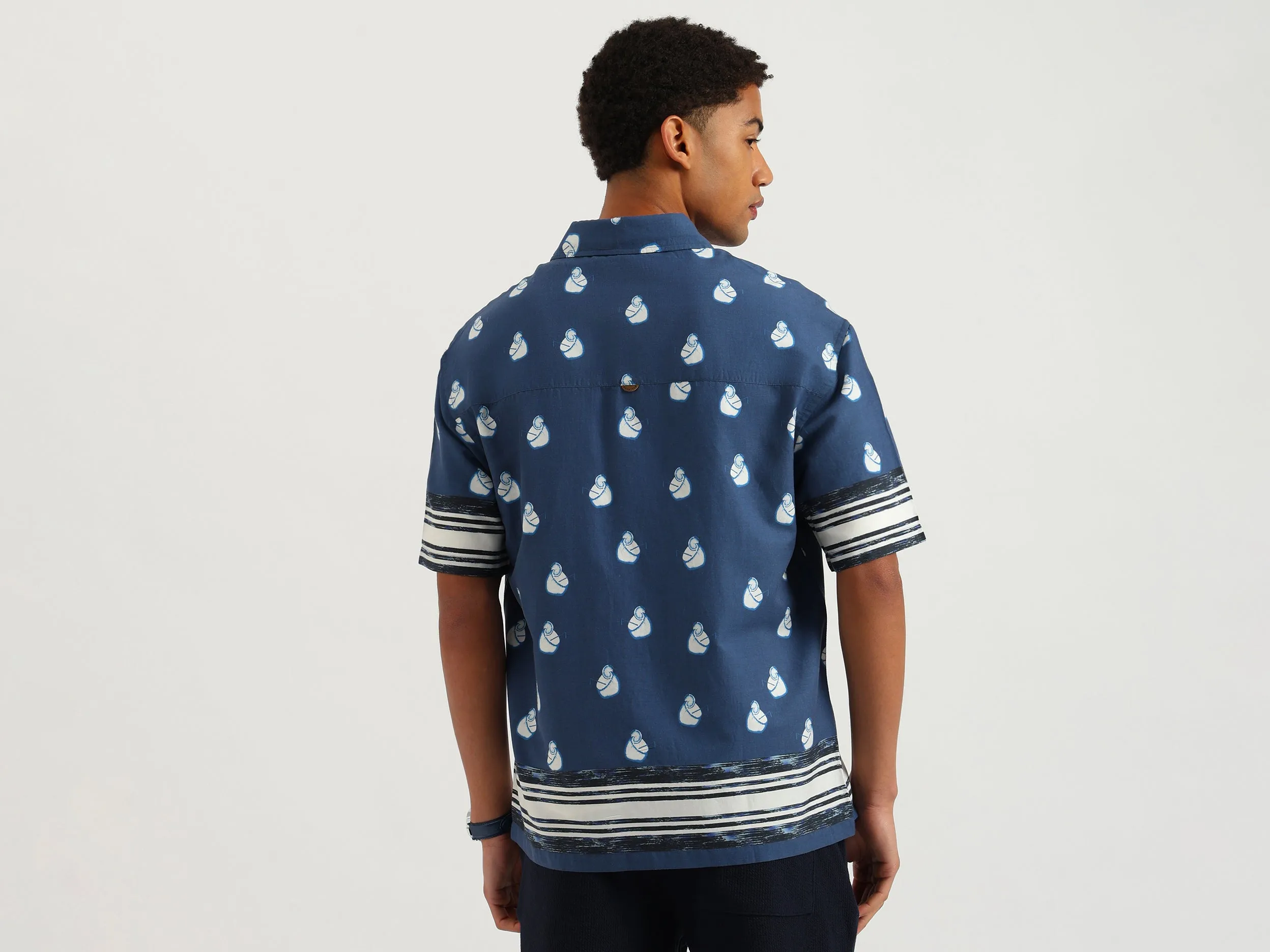 Oversized Fit Spread Collar Coconut Print Shirt