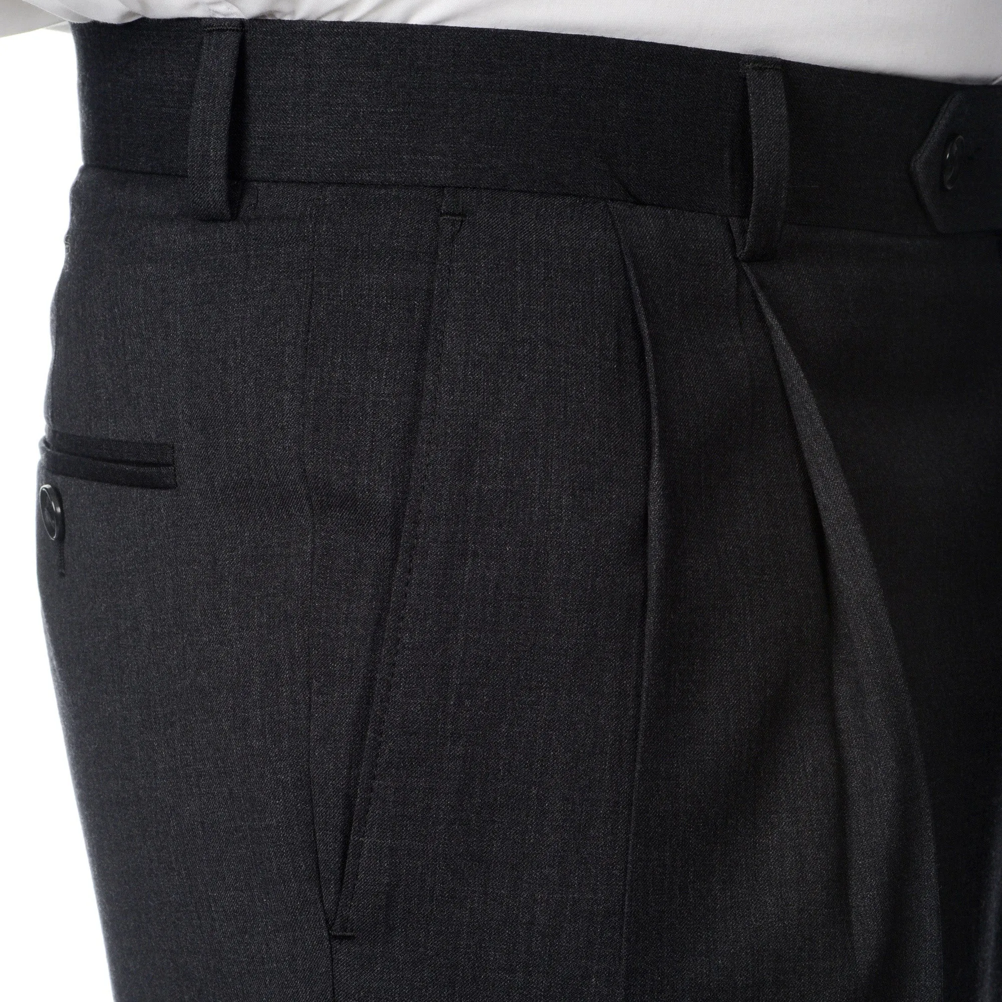 Palm Beach 100% Wool Gabardine Charcoal Pleated Pant